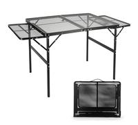 Moosinily Mesa plegable con 2 paneles de ala de 3 pies + 1.4 pies con escritorio de malla, 2 alturas ajustables, parrilla portátil para exteriores, interior, playa, barbacoa, picnic, viajes, caravana