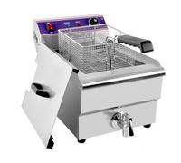 MOOTACO Freidora eléctrica Inox 16L Profesional Comercial, 3000W Acero Inoxidable Freidora con grifo