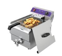 MOOTACO Freidora Eléctrica Profesional 17L, Freidora aceite con grifo | Freidora eléctrica comercial de acero inoxidable, para Bar, Restaurante y Hostelería, Capacidad máxima de aceite 11L