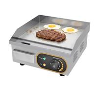 MOOTACO Plancha Parrilla Eléctrica,35.5cm Comercial de Acero Inoxidable,con Control de Temperatura,1500W,Para Restaurante,Lugares Público,Barbacoa