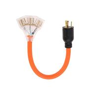 MOOTVGOO 30 A 110 Cable de alimentación del generador adaptador de 3 clavijas, 30 A 15 A o 20 A Adaptador de generador NEMA L5-30P macho a 3 x 5-15/20R hembra con extremo iluminado, 1.5 pies