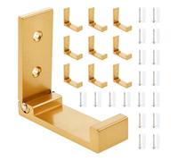 MOOTVGOO Paquete de 10 ganchos plegables, ganchos de pared para mochila, abrigo, toalla, sombrero, auriculares, bolsos, llaves, vienen con tornillos de montaje, anclajes de pared (dorado)