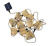 Moovere Guirnalda de luces OKINAWA para exterior bajo techo Fibra de Bambú 10 Farolillos LED 8 metros longitud (Solar + Bateria)