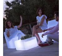 Moovere Mesita de Centro Rectangular 30 cm de Alto Mesa para Exterior e Interior Decoración para la Terraza y el Jardín (con Iluminación RGB - Solar + Batería Recargable)