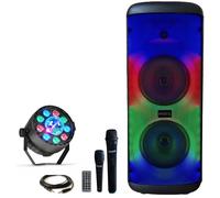 MOOVING LIGHT & SOUND - Altavoz Bluetooth con batería Karaoke 600 W ELECTRO-SOUND600 TWS USB - 2 micrófonos - Proyector por Astro Ibiza