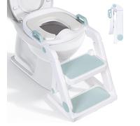 Moovkee. Reductor de baño infantil con marcha azul a partir de 18 meses - elevador de inodoro para niños y niñas - Adaptador plegable para inodoro para niños con ajuste de altura continua
