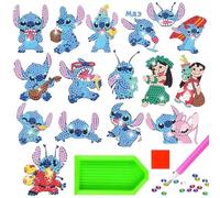 Moowi Diamond Painting Pegatinas Niños, 16 PCS DIY 5D Diamante Pintura Kits, Pegatinas de Diamond Painting, 5D Niños Diamante Pintura por Número Kit, Bordado de Diamantes