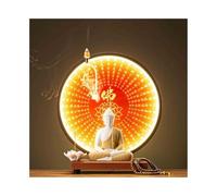 MOOWI Estatua de Feng Shui Estatua de Buda de cerámica con círculo de luz roja for Sala de Estar, vestíbulo, Oficina, decoración de inspiración Zen Decoración Zen