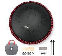 MOOZICA Tambor de lengüetas de acero de 15 pulgadas - 15 notas en Do mayor 432 Hz con armónicos de octava - Instrumento de percusión profesional con funda de transporte (D-Kurd, negro)