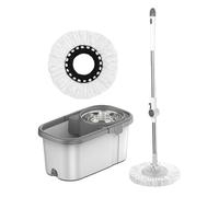 Mop Bucket Set, Rotating Cleaning System, Household Floor Tool, 2 Extra Mop Heads, Easy Squeeze Design, Ideal for Kitchen, Bathroom, Living Room, Indoor Surfaces
