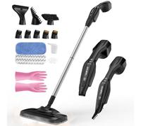 Mopa a Vapor, Limpiador a Vapor Multiusos con 17 Accesorios, 2 Modos de Vapor, Calentamiento de 30 Segundos, Giratorio, Extraíble, Desinfecta y Elimina la Suciedad, Ideal para Todo Tipo de Suelos