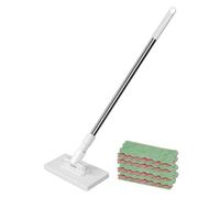 Mopa con Clip - Fregona Plana con Mango Largo Telescópico De Acero Inoxidable - Mopa con 4 Paños De Repuesto para Limpieza De Suelos De Madera, Suelo De Baldosas, Cristales
