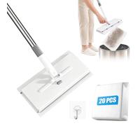 Mopa con sistema de sujeción a presión, 130 cm, con cambio automático de | Mopa automática de sujeción con 1 botón, fregona perezosa con 20 paños para el polvo para baño y cocina