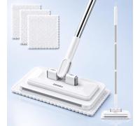 Mopa con sistema de sujeción a presión Mini Mop | Limpiaparabrisas de microfibra de 7 pulgadas con cabezal giratorio de 360°, mango telescópico de 94 cm y 3 almohadillas