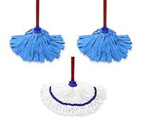 Mopa de microfibra de repuesto compatible con repuesto de microfibra de cedro para mopa de 0,8 cm de diámetro, 3 paquetes, Cabezales de fregona, 2 unidades, color azul + 1 blanco)