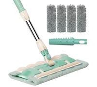 Mopa de suelo plana - Mopa pulverizadora para limpiar | mopa de suelo de microfibra | fregona limpia con 4 almohadillas lavables | Mango telescópico, herramienta de limpieza giratoria de 360 grados