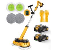 Mopa Eléctrica Inalámbrica con Baterías de 2000 mAh, 2 Limpiaparabrisas con Función de Pulverización, Mopa Pulidora con 4 Almohadillas, Fregona Eléctrica con Depósito de Agua de 400 ml e Iluminación