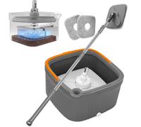 Mopa Fregona con Cubo Escurridor, 360 ° Rotación Telescópica Fregona Autoescurrible, Separación De Agua Limpia Y Sucia, Equipado con 2 Almohadillas Reutilizables, Adecuado para Una Variedad De Pisos