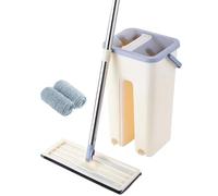 Mopa Fregona con Cubo Escurridor y 6 Almohadillas Autoescurrible para Parquet, Madera y Ventanas (Gris)