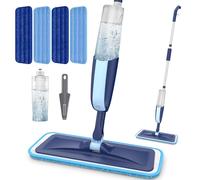 Mopa Fregona con Pulverizador, Mopas de Limpieza Suelos con 3 Almohadillas | Fregona Microfibra Ligera Spray Mop para el Hogar, Cocina, Industrial, Azulejos, Madera Dura, Madera, Laminados, Vinilo