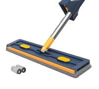 Mopa giratoria de 360 grados con mango ajustable para una limpieza profunda en azulejos y zonas de madera dura de difícil acceso, diseñada para un uso cómodo y eficaz (azul oscuro + 2 paños)