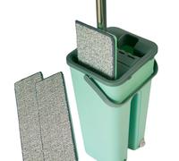Mopa para Suelo con Cubo Mango Inoxidable Mop Escurrefácil Profesional Microfibra Atrapa Polvo Escurridora Rotación Giratoria 360 plana Parquet Parqué Madera Gress Laminados