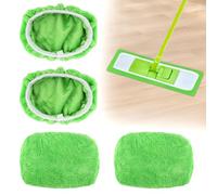Mopa Recambios Compatible con Swiffer, 4 Piezas Recambios de Mopa Lavables y Reutilizables,Mopa Adecuado Swiffer,para Limpiar Suelos Duros/de Madera (Verde)