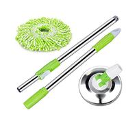 Mopa rotatoria， Fregona giratoria de acero inoxidable con mango giratorio de 360° y microfibra for una limpieza eficiente de pisos.(Green)