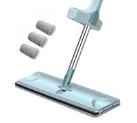 Mopa, trapeador plano, trapeador plano con autoescurridor, fregona de microfibra de lavado manos libres de 360 grados, fregona de microfibra con 3 almohadillas lavables, fregona plana para limpieza de