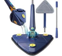 Mopa Triangular Giratoria 360º Autoescurrible con Mango Extensible | Limpieza en Seco y Húmedo para Suelos, Paredes, Ventanas y Techos | Incluye 2 Paños de Microfibra Reutilizables