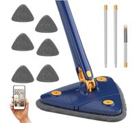 Mopas de Limpieza Suelos, Mopa para Limpiar Azulejos y Paredes, Mopa Fregona, Mopa Triangular Giratoria 360º, Fregona Autoescurrible Triangular, con 6 Recambios, Manual y 50 Trucos Mopa Triangular