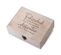 Mopec 23x17 cm W53 Cofre Madera Mensaje Felicidad, Marrón