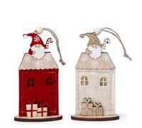 Mopec, 2x11,3x2cm NW68 Pack de 6 Colgantes casita Papa Noel tejado Rojo/Beige, Multicolor