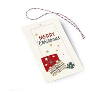 Mopec 6x10x0,05cm NX82 Pack de 25 tarjetones Feliz Navidad Regalos con Cinta, Multicolor