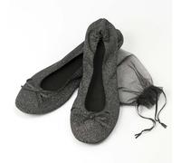 Mopec A14 Pack de 2 Pares de Manoletinas Plegables de Lamé Negro Talla M con Bolsa