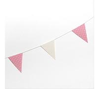 Mopec A141.02 Guirnalda bandera tela 12 x 16 cm, marfil y rosa topos, 180 cm, Talla única