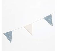 Mopec A141.03 Guirnalda Bandera Tela 12 x 16 cm, Marfil y Azul Topos, 180 cm, Multicolor, Talla única