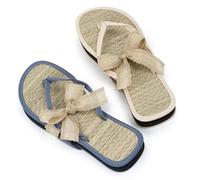 Mopec AA36.1 Pack de 2 pares de Flip flops de bambú en azul gris y rosa palo decoradas talla L
