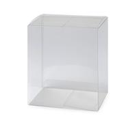 Mopec Caja con Forma de Cubo Transparente sin Base Dorada, Pack de 25 Unidades, 13.00x8.00x11.50 cm