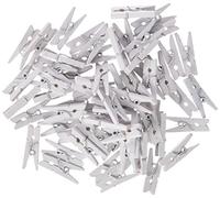 Mopec Caja de 100 Mini Pinzas Color Blanco, Pack de 1 Unidad, Madera, 0.60x2.50x0.60 cm