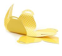 Mopec Caja Reversible con 2 Estampados de Color Amarillo con Topos Blancos, Pack de 25 Unidades, Cartulina gráfica plastificada en Las 2 Caras, 4.00x7.20x5.50 cm