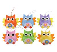 Mopec Colgantes Decorativos buhítos, Pack de 6 Unidades, Tela, Multicolor, 2.00x13.00x11.00 cm