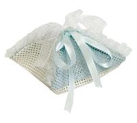 Mopec Estuche pañuelo Bicolor Azul y Blanco con volantitos, Pack de 12 Unidades, Rafia, 7.00x7.00x5.00 cm