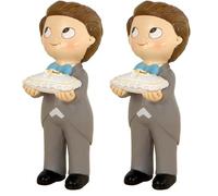 Mopec Figura de Pastel de Niño Portando Los Anillos, Poliresina, Blanco, 5x6x11 cm (Paquete de 2)