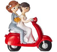 Mopec Figura de Pastel Pareja de Novias Pop & Fun en Moto, Blanco, 17 cm