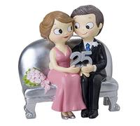 Mopec Figura Novios Sentados 25 Aniversario, Poliresina, Plateado, 8.3x14x15 cm