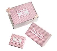 Mopec G180.02 - Juego de 3 Cajas con Tapa Forrada en Tela Vichy de Color Rosa en Caja Blanca y con Lazo Rosa, Pack de 1 Unidad