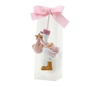 Mopec Imán Cigueña Amorosa con niñas gemelas Pita en Caja con 5 peladillas, Pack de 1 Unidad, Poliresina, Blanco, 4.50x14.20x6.00 cm