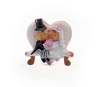 Mopec Imán de Novios Pit&Pita sentados en Banco de corazón, Pack de 12 Unidades, Poliresina, Blanco, 0.02x4.50x5.00 cm