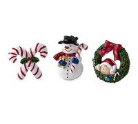 Mopec Imán y Anilla Pit & Pita Corona, Muñeco de Nieve y Bastón, Resina, Blanco, 3x7x30 cm, 12 Unidades